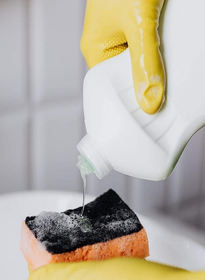 الكبريت قفازات غسيل الأطباق قابلة لإعادة الاستخدام مصنوعة من مطاط اللاتكس الطبيعي 100%، قفازات تنظيف، قفازات للعناية بالحيوانات الأليفة، البستنة، مثالية لغسل الأطباق، المطبخ، السيارة والحمام (كبيرة، صفراء، زوج واحد) - Image 4